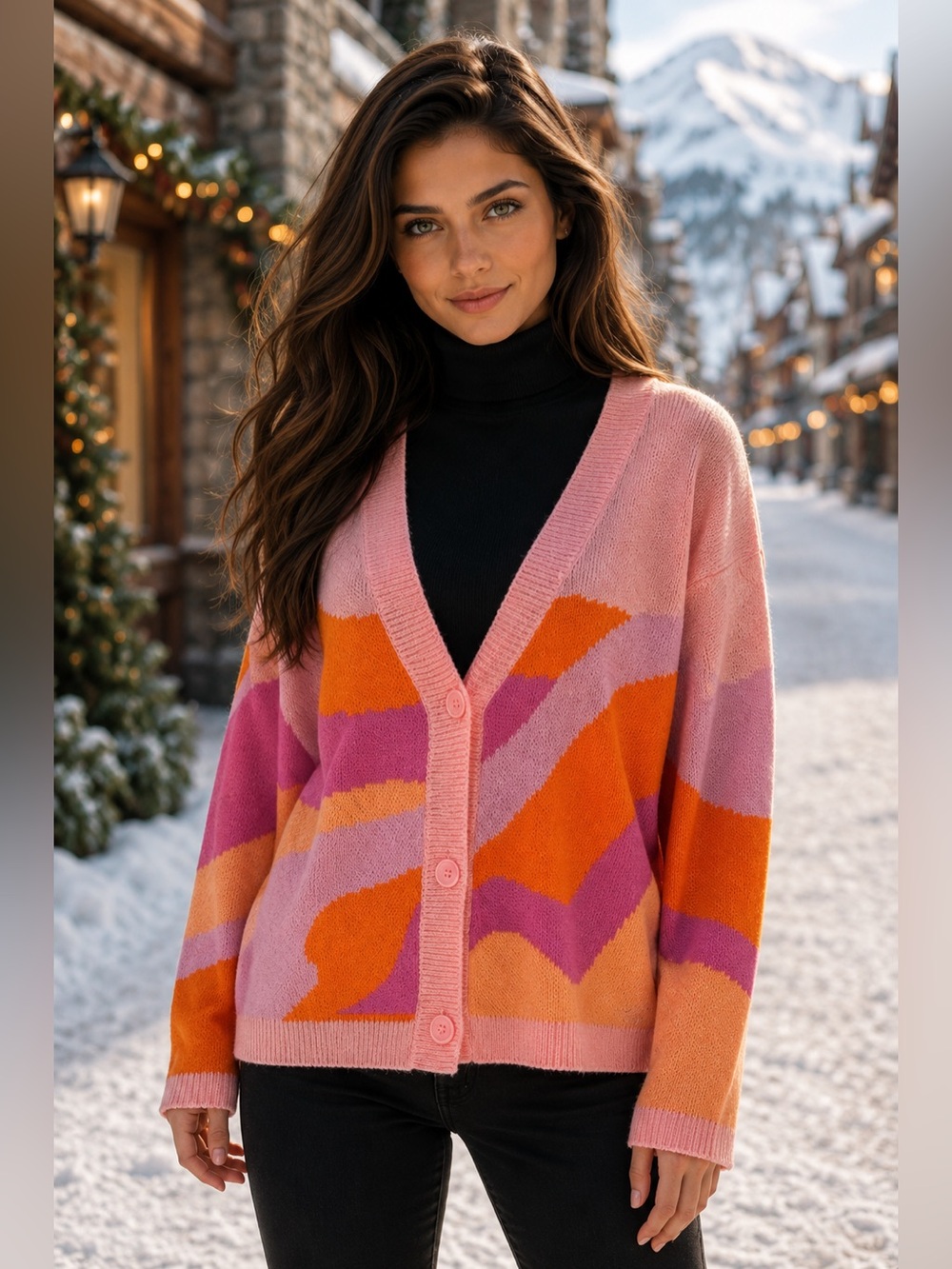 H&M Pink and Orange Women's Cardigan Sweater - Picture 9 of 9